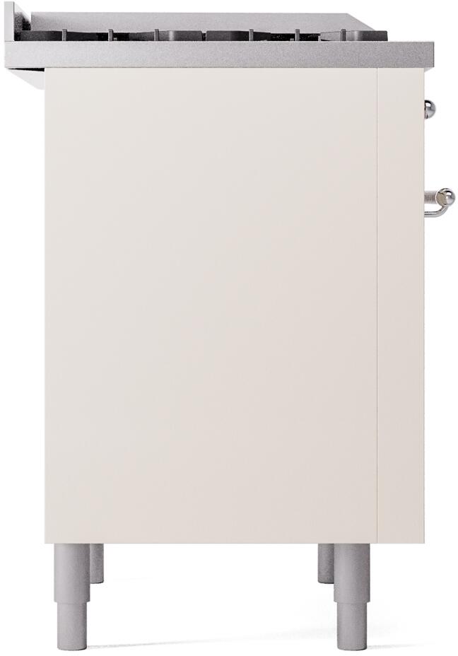 ILVE Nostalgie II 36-Inch Freestanding Natural Gas Dual Fuel Range in Antique White with Chrome Trim (UP36FNMPAWC)