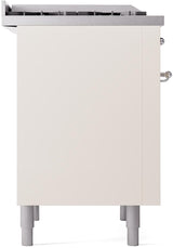 ILVE Nostalgie II 36-Inch Freestanding Natural Gas Dual Fuel Range in Antique White with Chrome Trim (UP36FNMPAWC)
