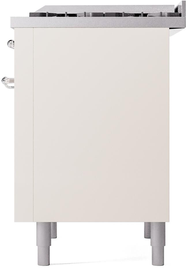 ILVE Nostalgie II 36-Inch Freestanding Natural Gas Dual Fuel Range in Antique White with Chrome Trim (UP36FNMPAWC)