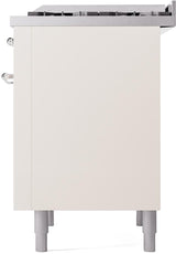 ILVE Nostalgie II 36-Inch Freestanding Natural Gas Dual Fuel Range in Antique White with Chrome Trim (UP36FNMPAWC)