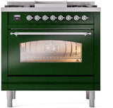 ILVE Nostalgie II 36-Inch Dual Fuel Freestanding Range in Emerald Green with Chrome Trim (UP36FNMPEGCLP)