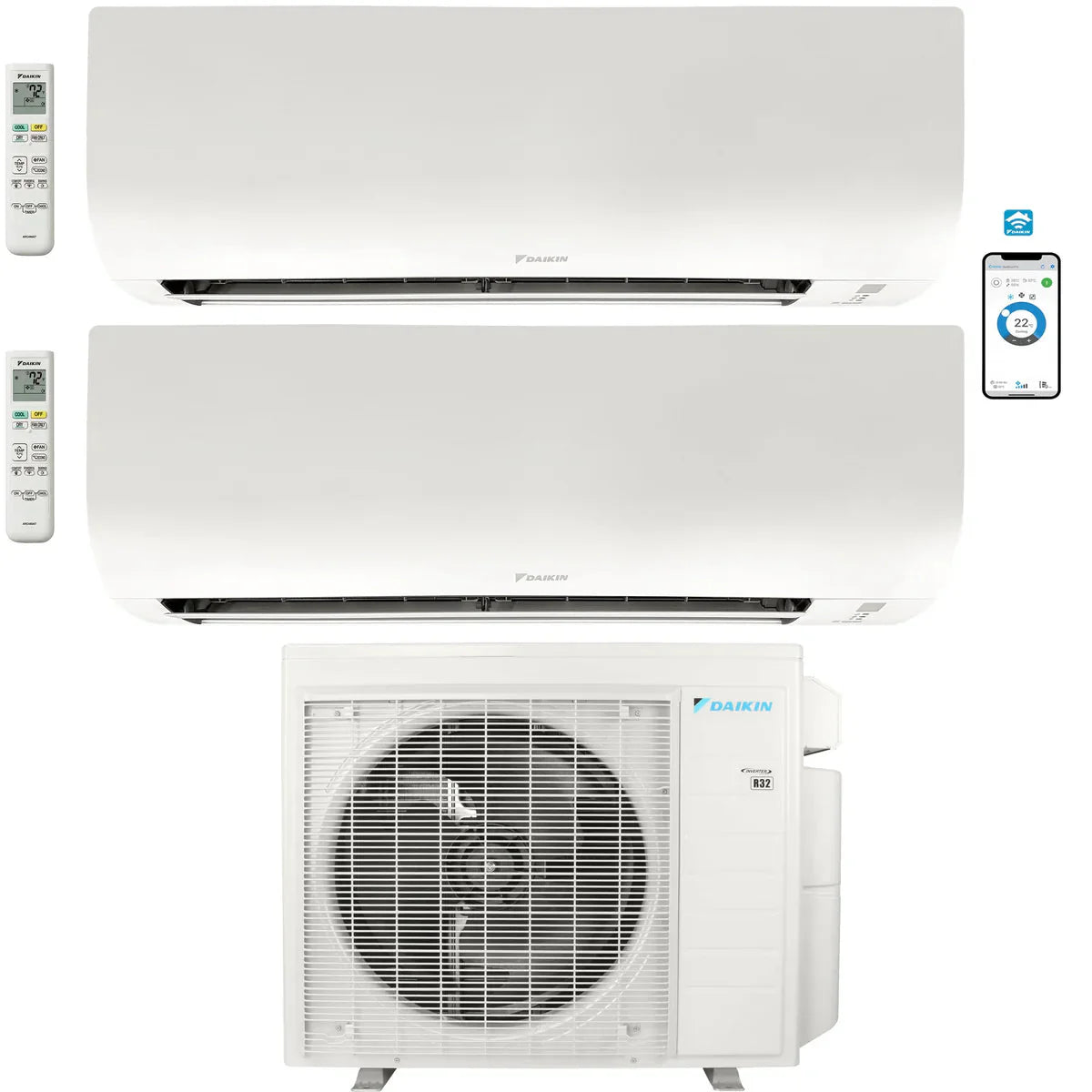 Daikin R32 MXM Series 2-Zone Multi-Split Heat Pump 2MXM18AVJU9 + FTXV09AVJU9 x2