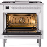 ILVE Professional Plus II 36-Inch Freestanding Natural Gas Dual Fuel Range with 6 Sealed Burner in White (UP36FWMPWH)