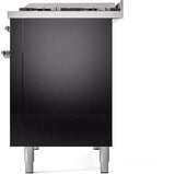 ILVE Nostalgie II 48-Inch Dual Fuel Freestanding Range in Glossy Black with Chrome Trim (UP48FNMPBKCLP)