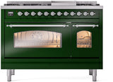 ILVE Nostalgie II 48-Inch Dual Fuel Freestanding Range in Emerald Green with Chrome Trim (UP48FNMPEGCLP)