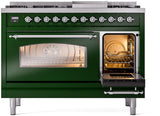 ILVE Nostalgie II 48-Inch Dual Fuel Freestanding Range in Emerald Green with Chrome Trim (UP48FNMPEGCLP)