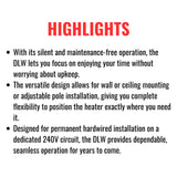 Dimplex DLW 70" Black Long Wave Radiant Electric Heater For Outdoor And Indoor, 3200W (SAK89384)