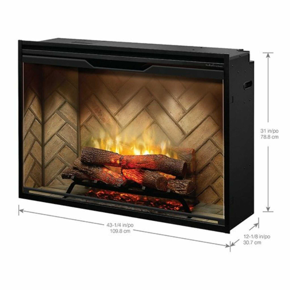 Dimplex Revillusion Herringbone Brick Built-In Electric Firebox With Front Glass [RBF30/36/42] (SAK12893)