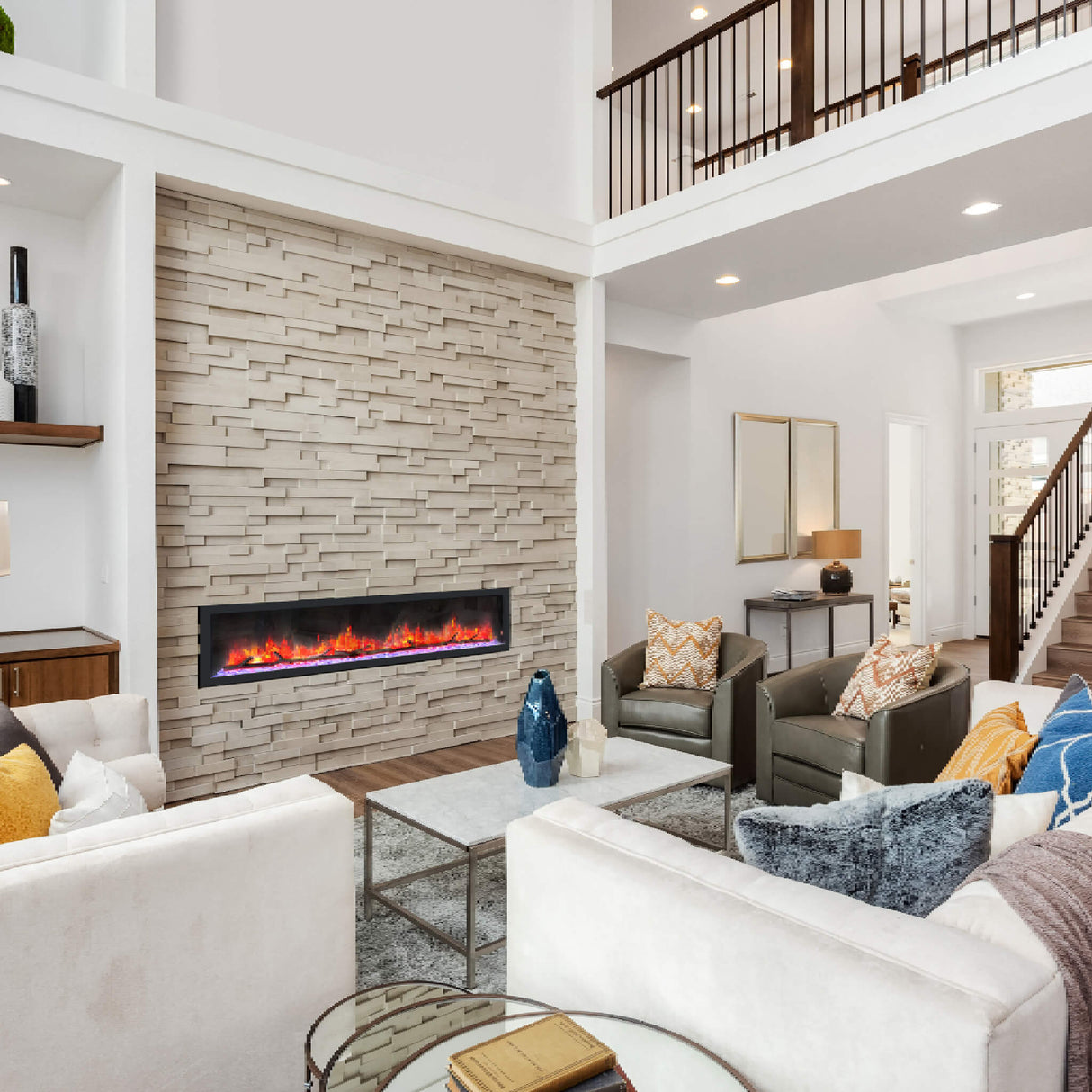 Dynasty Cascade 74" Smart Linear Electric Fireplace [DY-BTX74] (SAK61984)