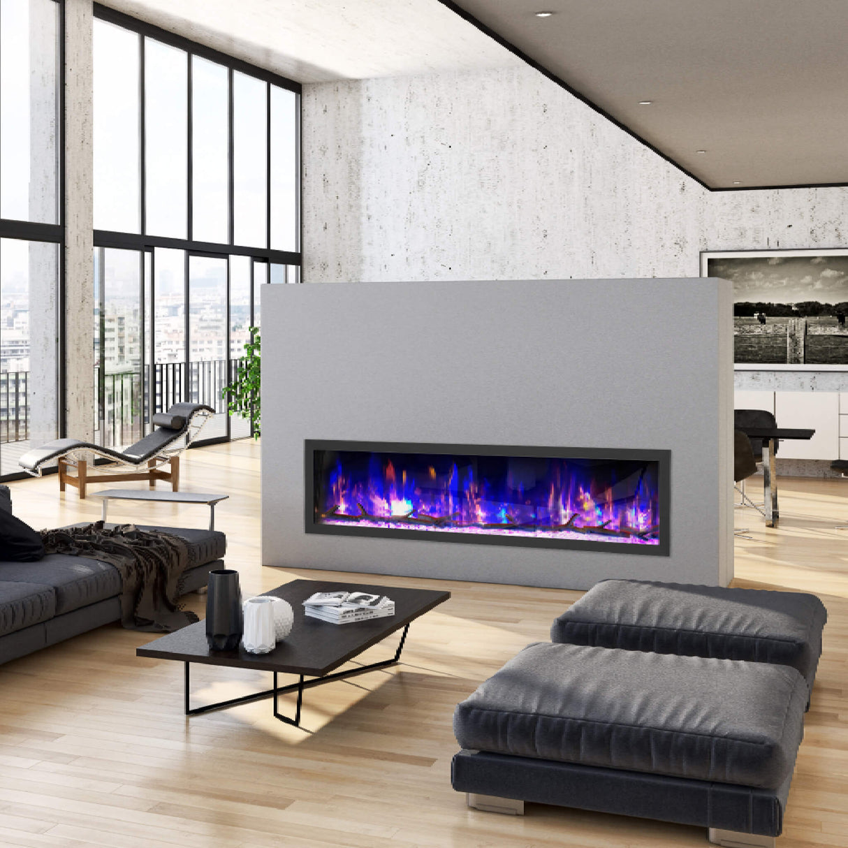 Dynasty Cascade 74" Smart Linear Electric Fireplace [DY-BTX74] (SAK61984)