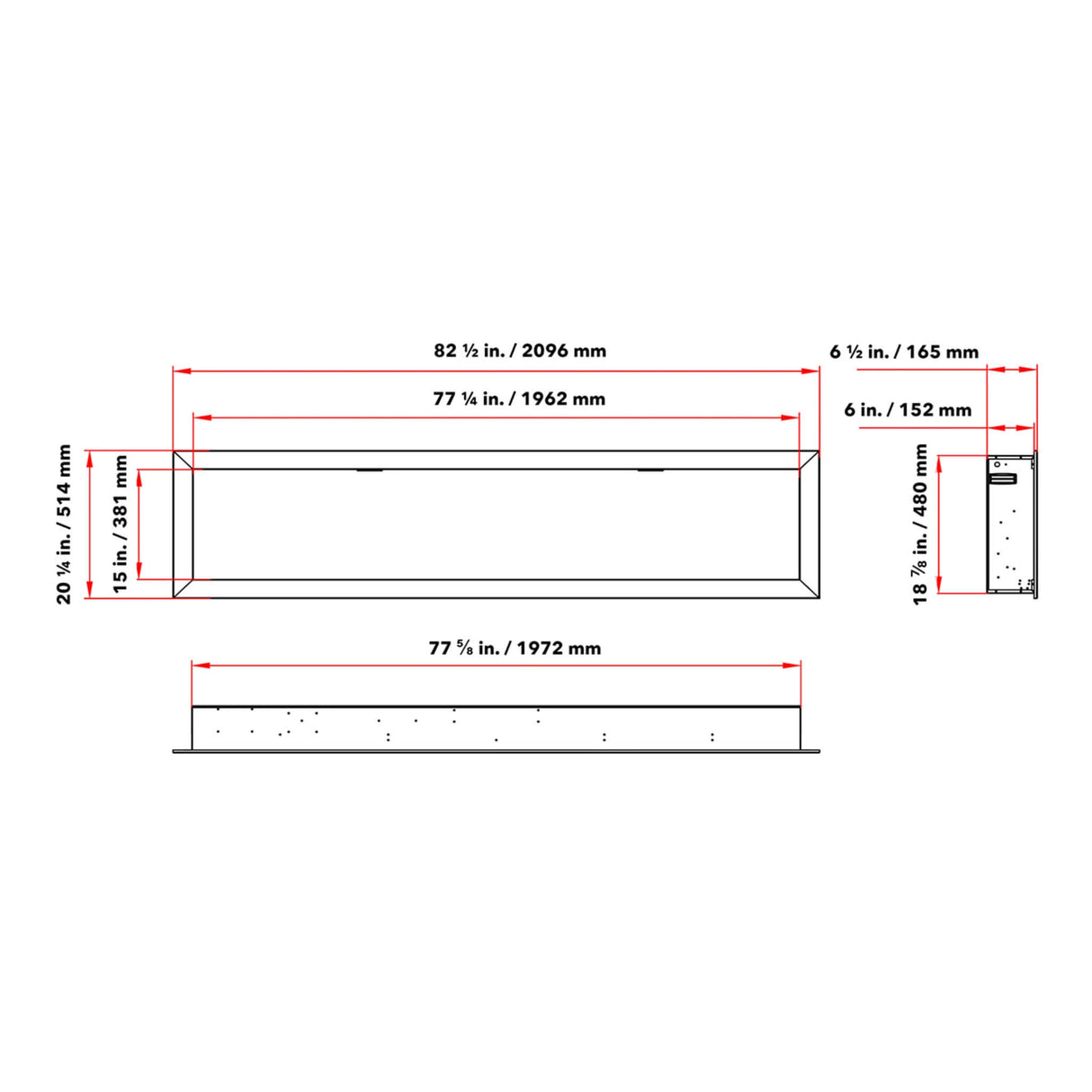 Dynasty Cascade 82" Recessed Linear Electric Fireplace [DY-BTX82] (SAK30567)