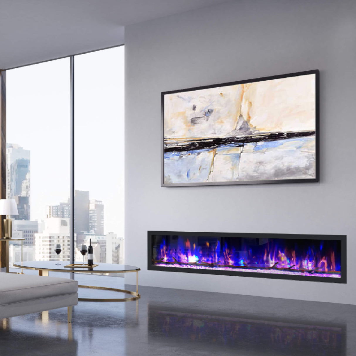 Dynasty Cascade 82" Recessed Linear Electric Fireplace [DY-BTX82] (SAK30567)