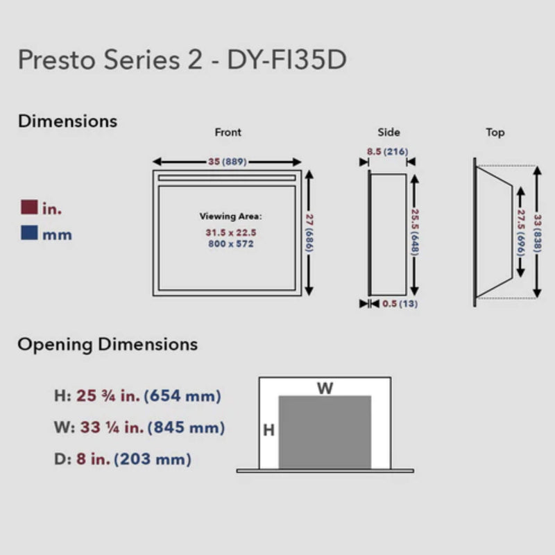 Dynasty Presto 35" Vent Free Electric Firebox Insert With Remote Control [DY-FI35D] (SAK86012)