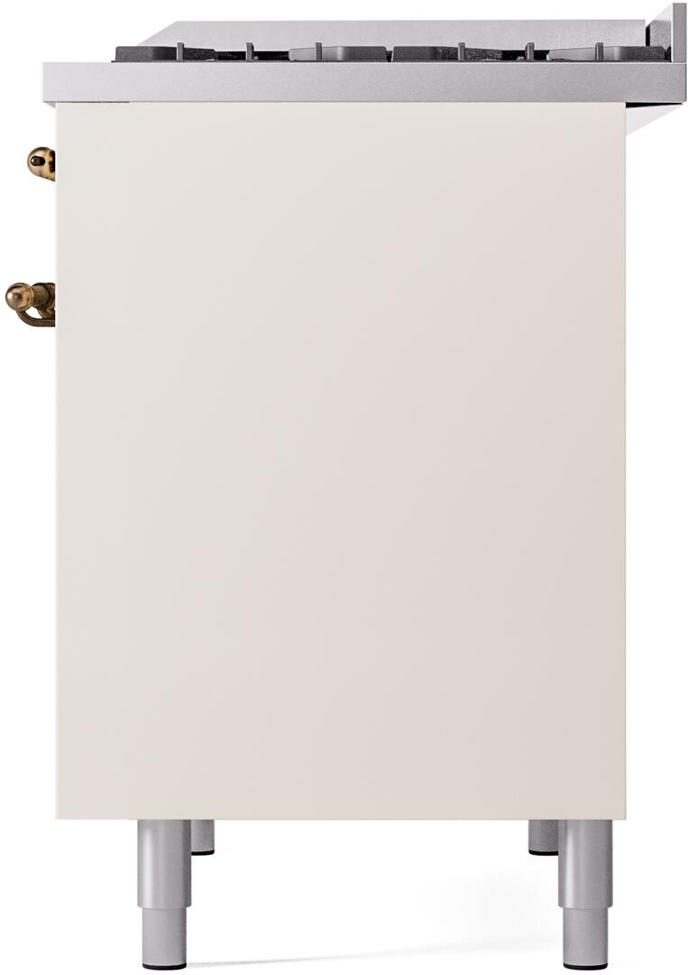 ILVE Nostalgie II 40-Inch Freestanding Natural Gas Dual Fuel Range in Antique White with Bronze Trim (UPD40FNMPAWB)