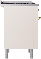 ILVE Nostalgie II 36-Inch Dual Fuel Freestanding Range in Antique White with Brass Trim (UP36FNMPAWGLP)