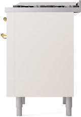 ILVE Nostalgie II 36-Inch Dual Fuel Freestanding Range in Antique White with Brass Trim (UP36FNMPAWGLP)