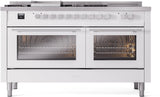 ILVE Professional Plus II 60-Inch Propane Gas Dual Fuel Range with 7 Burners, Griddle, & French Top with Triple Glass Door Oven in White (UP60FSWMPWHLP)