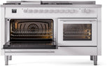 ILVE Professional Plus II 60-Inch Propane Gas Dual Fuel Range with 7 Burners, Griddle, & French Top with Triple Glass Door Oven in White (UP60FSWMPWHLP)