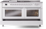 ILVE Professional Plus II 60-Inch Natural Gas Dual Fuel Range with 7 Burners, Griddle, & French Top with Triple Glass Door Oven in White (UP60FSWMPWH)