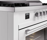 ILVE Professional Plus II 60-Inch Natural Gas Dual Fuel Range with 7 Burners, Griddle, & French Top with Triple Glass Door Oven in White (UP60FSWMPWH)