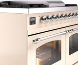 ILVE Nostalgie II 40-Inch Freestanding Natural Gas Dual Fuel Range in Antique White with Chrome Trim (UPD40FNMPAWC)