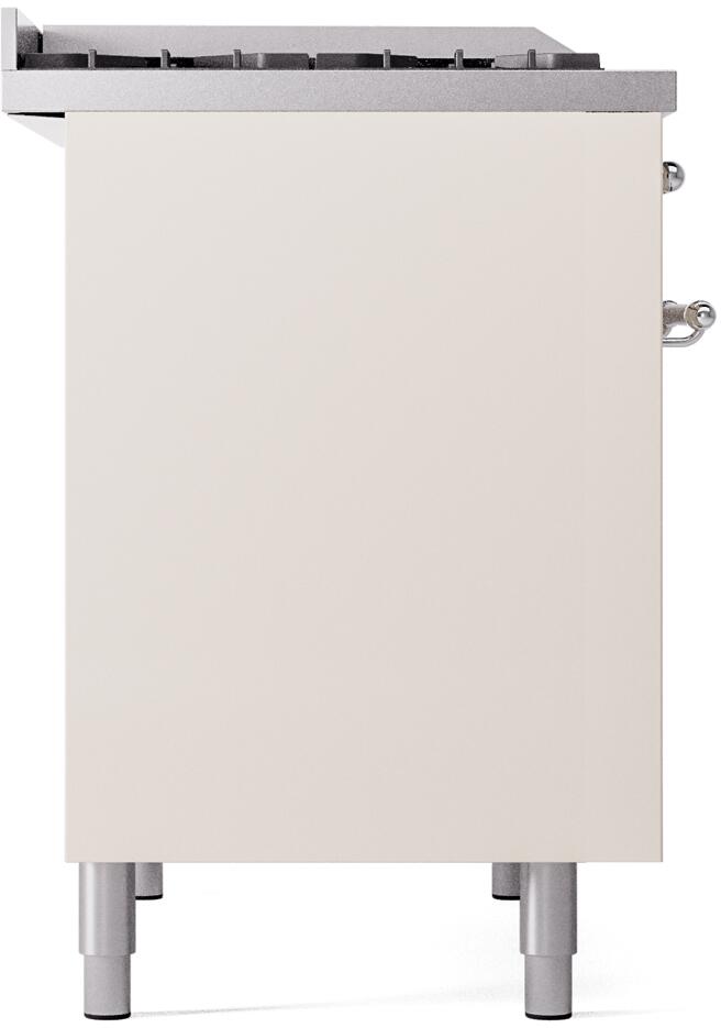 ILVE Nostalgie II 40-Inch Freestanding Natural Gas Dual Fuel Range in Antique White with Chrome Trim (UPD40FNMPAWC)