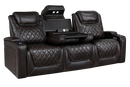 Valencia Oslo XL Console Leather Home Theater Seating Row of 3 Dropdown Center, Dark Chocolate