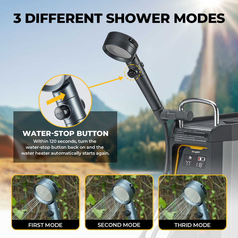 Bougerv portable propane outdoor camping water heater