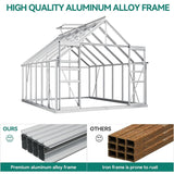 [10X12FT] Extra Large Heavy-Duty Polycarbonate Aluminum Greenhouse With Sliding Doors And Vents (SAK74183)