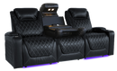 Valencia 2025 New Tuscany Luxury Leather Home Theater Seating Row of 4 Loveseat Left, Onyx