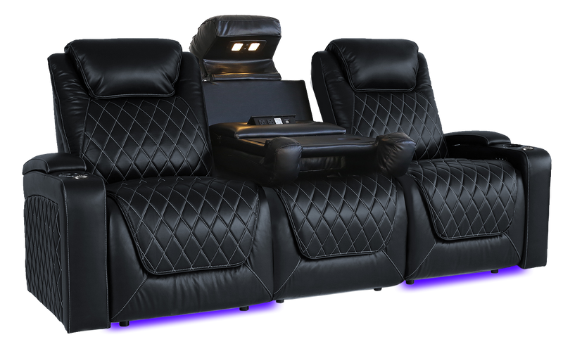 Valencia 2025 New Tuscany Luxury Leather Home Theater Seating Row of 4 Loveseat Left, Onyx
