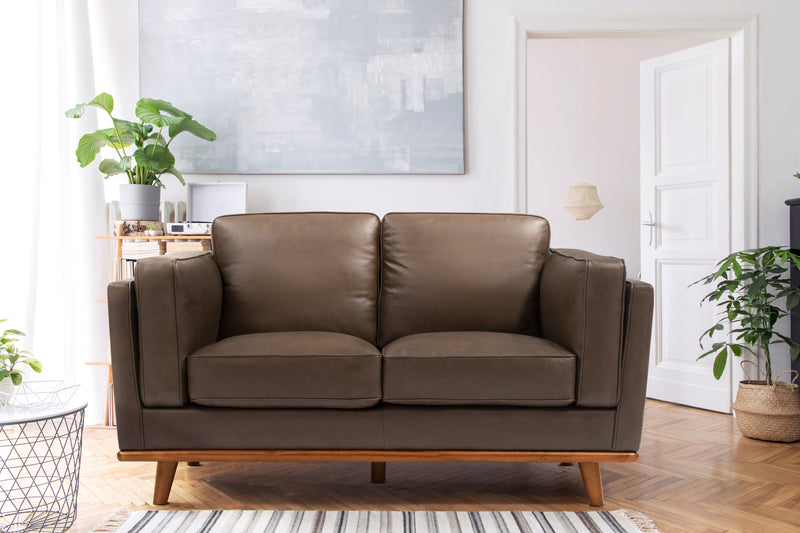 Valencia Artisan Top Grain Leather Loveseat Sofa, Chocolate