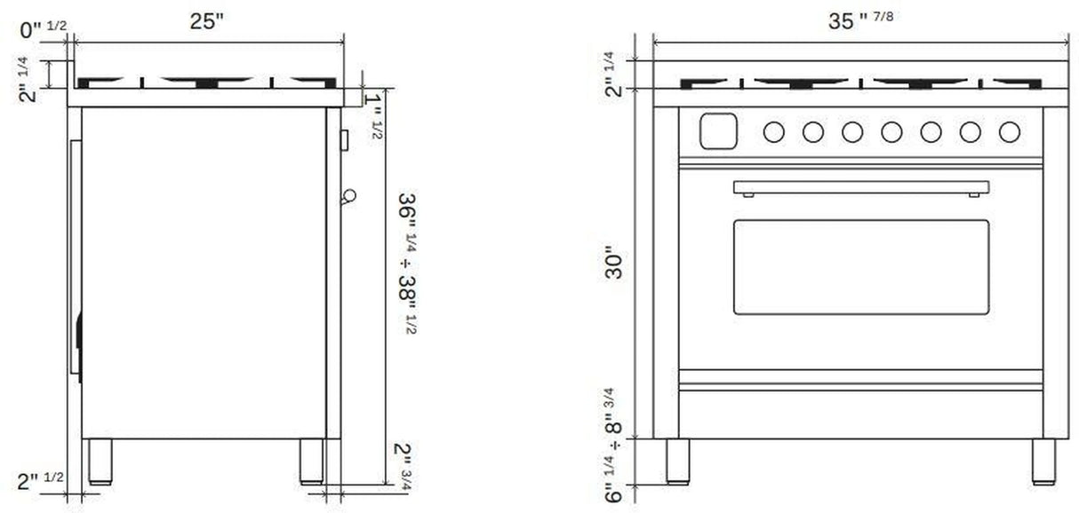 ILVE 36-Inch Professional Plus II Freestanding Natural Gas Dual Fuel Range with 6 Sealed Burner in Black (UP36FWMPBK)