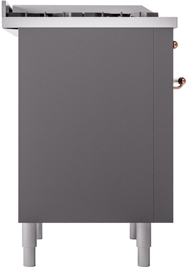 ILVE Nostalgie II 36-Inch Dual Fuel Freestanding Range in Matte Graphite with Copper Trim (UP36FNMPMGPLP)