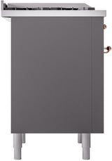 ILVE Nostalgie II 36-Inch Dual Fuel Freestanding Range in Matte Graphite with Copper Trim (UP36FNMPMGPLP)