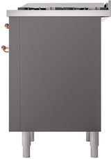 ILVE Nostalgie II 36-Inch Dual Fuel Freestanding Range in Matte Graphite with Copper Trim (UP36FNMPMGPLP)