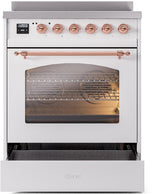 ILVE Nostalgie II 30-Inch Freestanding Electric Induction Range in White with Copper Trim (UPI304NMPWHP)
