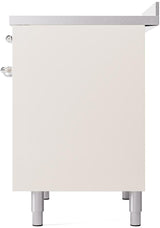 ILVE Nostalgie II 40-Inch Freestanding Electric Induction Range in Antique White with Chrome Trim (UPDI406NMPAWC)