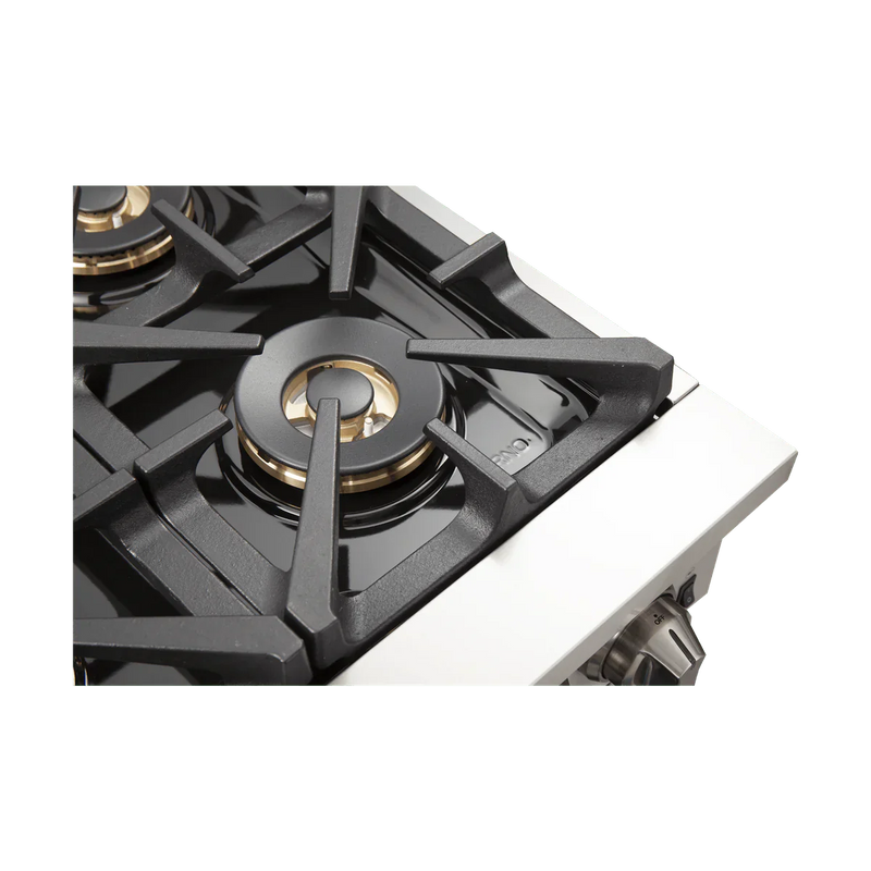 FORNO Capriasca 36" 5.36 cu. ft. Dual Fuel Range with 6 Italian Burners in Black, FFSGS6187-36BLK