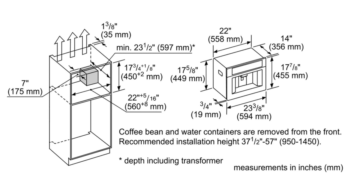 THERMADOR TCM24TS TCM24TS Built-in Coffee Machine in Stainless Steel, Removable Water Tank in Stainless Steel