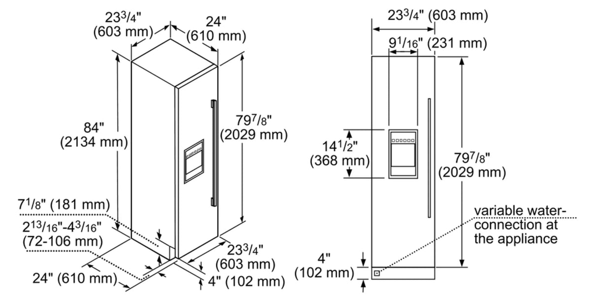 THERMADOR T24ID905LP Freedom® Built-in Freezer Column 24'' Panel Ready, External Ice & Water Dispenser, Left Hinge Custom Panel Ready