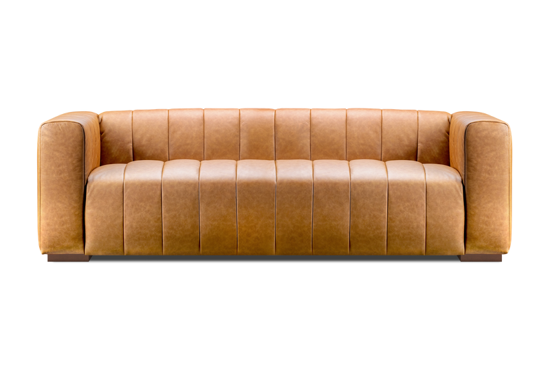 Valencia Victoria Top Grain Leather Three Seats Sofa, Cognac
