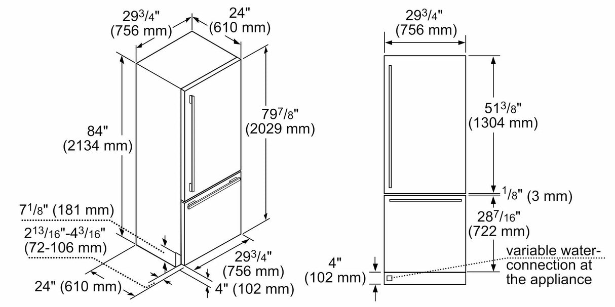 THERMADOR T30IB905SP T30IB905SP Built-in Bottom Freezer 30'' Panel Ready Custom Panel Ready
