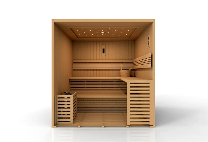 Golden Designs Osla Edition Indoor Traditional Sauna with Canadian Red Cedar Interior and Pacific Premium Clear Cedar Exterior (6-Person Capacity)