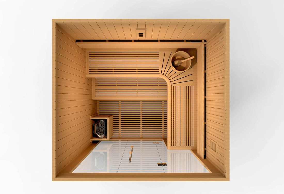 Golden Designs Osla Edition Indoor Traditional Sauna with Canadian Red Cedar Interior and Pacific Premium Clear Cedar Exterior (6-Person Capacity)