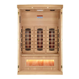 Golden Designs Full Spectrum PureTech™ Near Zero EMF Indoor Infrared Sauna with Himalayan Salt Bar in Canadian Hemlock (2-Person Capacity)
