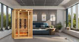 Golden Designs Full Spectrum PureTech™ Near Zero EMF Indoor Infrared Sauna with Himalayan Salt Bar in Canadian Hemlock (2-Person Capacity)
