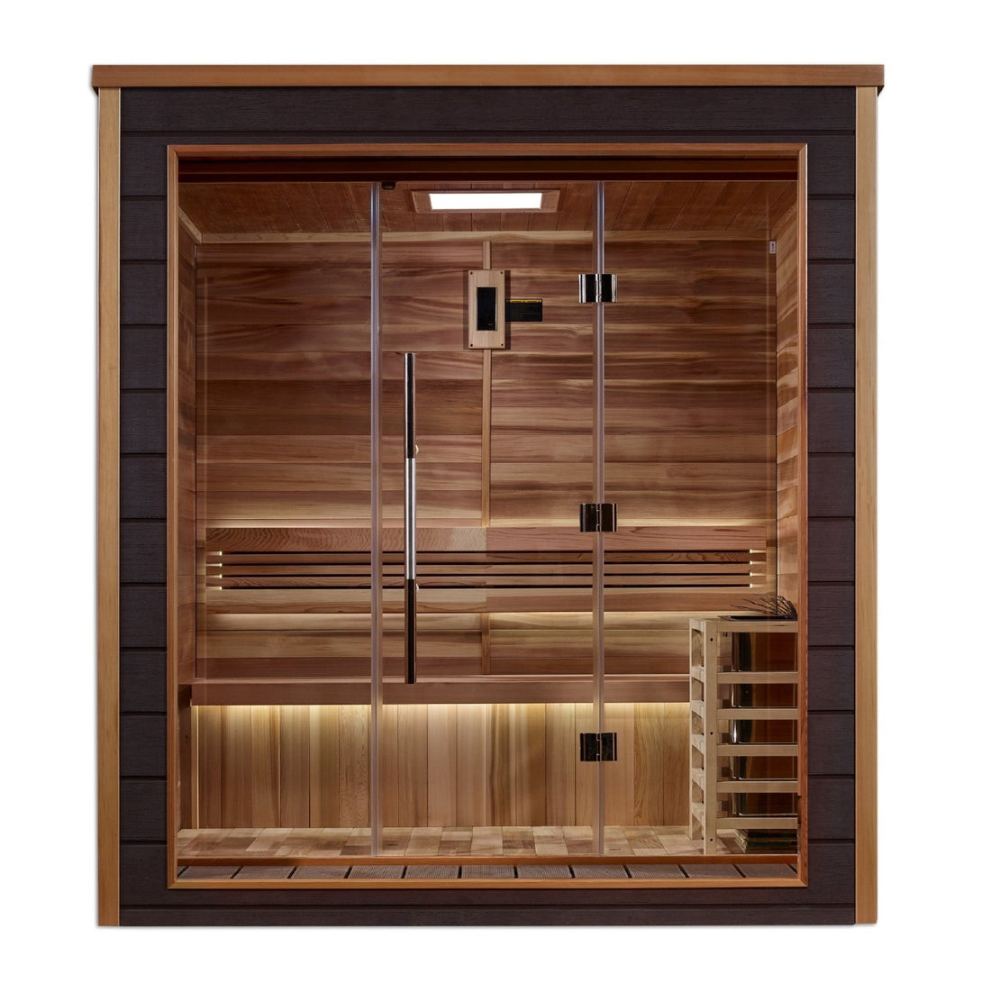Golden Designs Drammen Outdoor Traditional Sauna with Canadian Red Cedar Interior (3-Person Capacity)