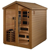 Golden Designs Kaskinen Outdoor Barn Style Hybrid (PureTech™ Full Spectrum IR or Traditional Stove) Sauna with Canadian Red Cedar Interior (6-Person Capacity)