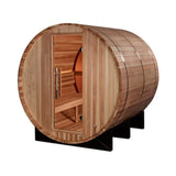 Golden Designs Zurich Outdoor Barrel Traditional Sauna with Bronze Privacy View and Pacific Premium Cedar Wood Construction (4-Person Capacity)